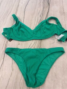 Rip Curl Emerald Green Ribbed Bikini Set